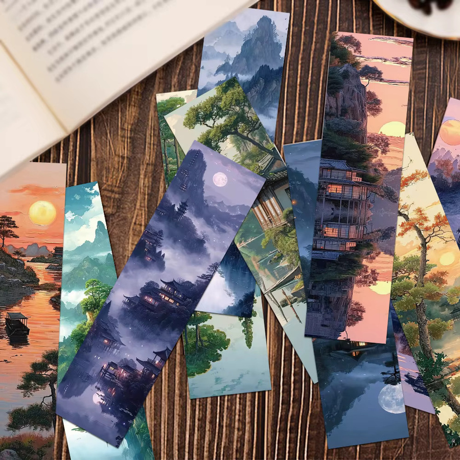 30 Stück Lesezeichen im chinesischen Landschaftsstil aus Papier, Mehrfarbig, Kreative Schreibwaren für Schule und Geschenke - Bild 2