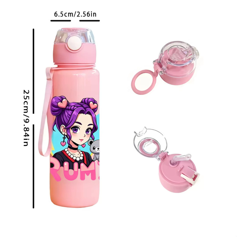 Hasbro Trinkflasche für Mädchen mit 3D-Cartoon-Design in Lila, auslaufsicher und tragbar mit Trageriemen - Bild 4