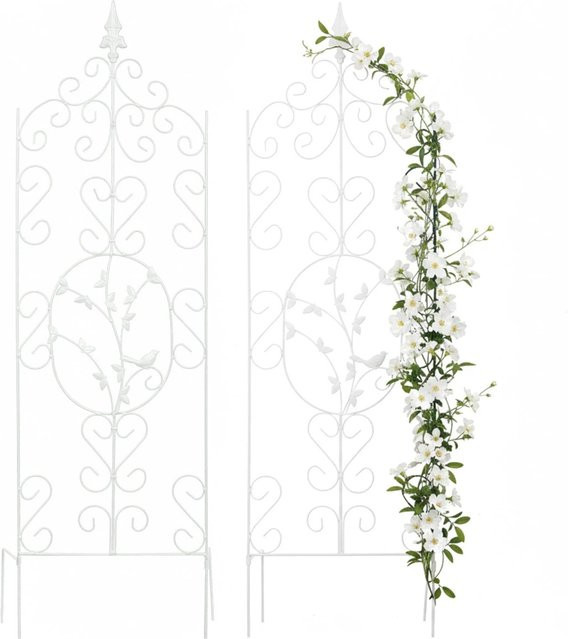Relaxdays Rankhilfe aus Metall in Weiß, 2er-Pack Blumengitter für den Garten, H x B x T: 116 x 35 x 15 cm - Bild 1