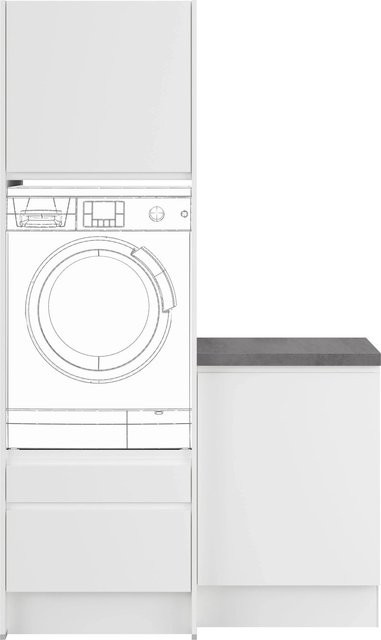 Impuls Küchen Hauswirtschaftsmodul HWR4123H8 in Weiß mit Soft-Close-Türen, Breite: 123,2 cm - Bild 1