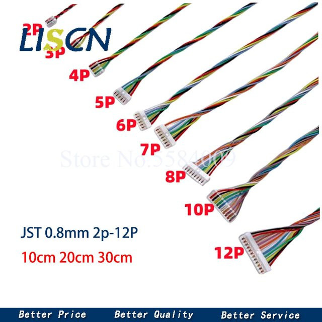 LISCN JST 0,8 mm Verbindungskabel IDC Typ Einzel-Doppelkopf in Multicolor, 10 Stück - Bild 1