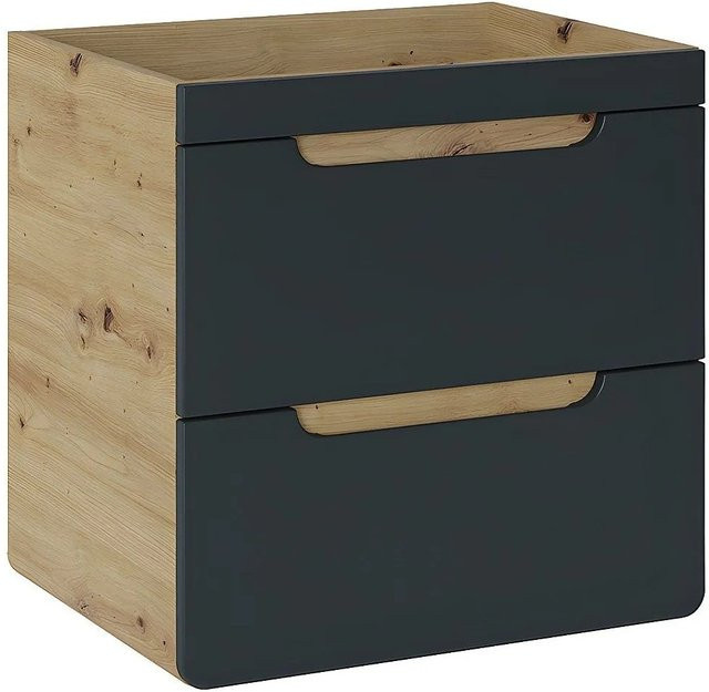 Waschbeckenunterschrank Aruba Vente-unique in Anthrazitgrau und Naturfarben Hell, Breite: 60 cm - Bild 1