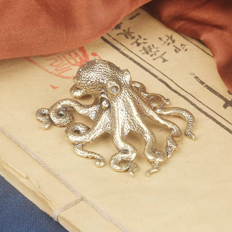 JETTING Antike Oktopus Figur aus Messing in Gold als dekoratives Tischornament - Bild 2