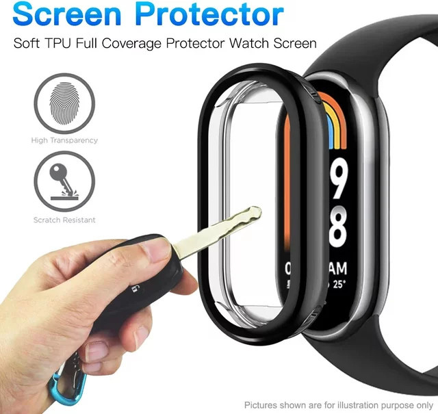 Xiaomi Smartwatch Zubehör, TPU Rahmen, Schwarz, Silikon, Mi Band 10 9 8 NFC - Bild 1