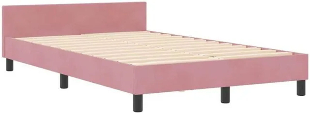 Modernes Polsterbett mit Kopfteil von vidaXL in Rosa aus Samt, B/T/H: 120 x 190 cm - Bild 1