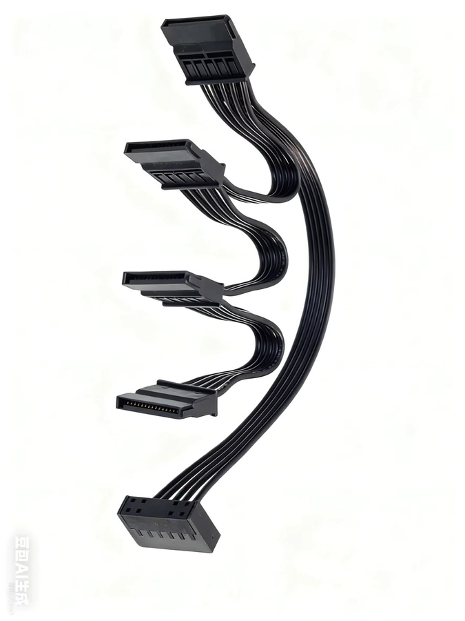 OhLinTek SATA Netzteil Splitter Verlängerungskabel 15 Pin Stecker auf Buchse für HDD SSD PC Server in Schwarz - Bild 3