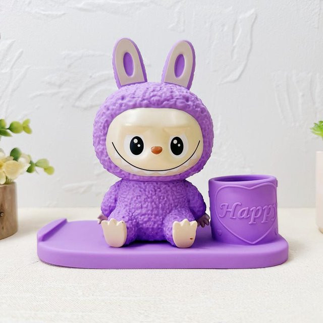 ZhimeiTrading Labubu 3D Vinyl Spardose, Stifthalter und Handyhalter in Lila - Bild 1