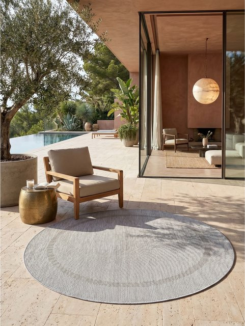 Kadima Design Outdoorteppich ALSTER, rund, Silber, Durchmesser: 200 cm - Bild 1