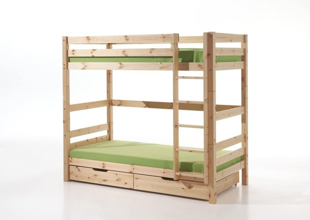 Vipack Etagen-Hochbett Pino aus massivem Kiefer, braun, B/T/H: 90 x 200 x 182 cm - Bild 1