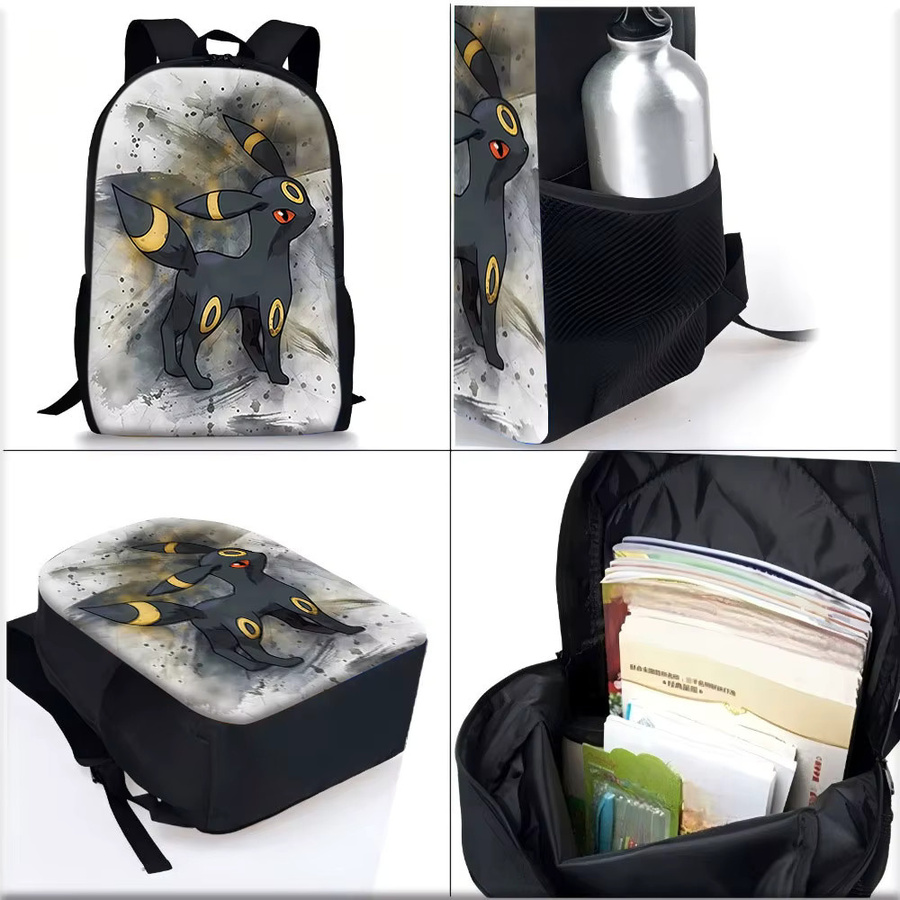 Pokémon Kindertaschen-Set Umbreon in Schwarz mit Rucksack, Lunchbox und Federmäppchen im Aquarell-Design - Bild 4