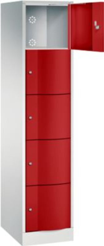 C+P Schließfachschrank Resisto mit 5 Fächern in Lichtgrau und Rubinrot, B/T/H: 39,6 x 54,0 x 195,0 cm - Bild 2