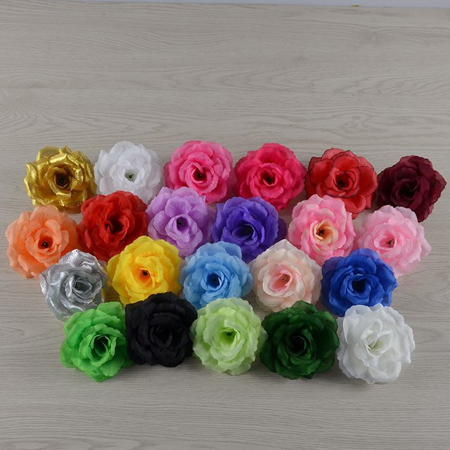 Wusmart 10 Stück künstliche Rosenblütenköpfe aus Textil in Pink und Multicolour, Durchmesser: 8 cm, Dekoration für Hochzeit und Party - Bild 1