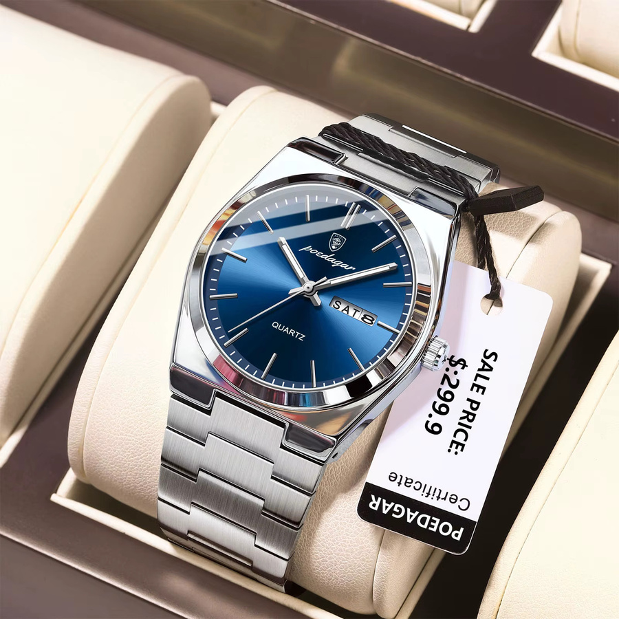 POEDAGAR Armbanduhr Quarz, Edelstahl, Herren - Bild 6