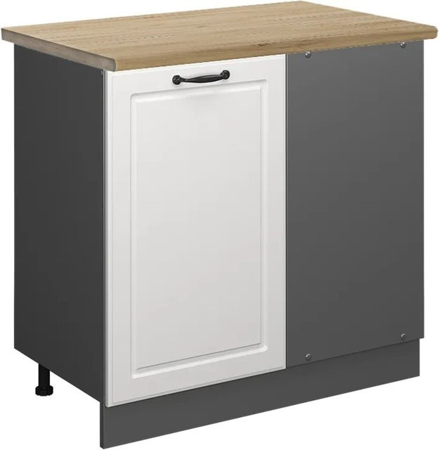 Vicco R-Line Eckunterschrank für die Küche im Landhausstil, Weiß/Anthrazit/Eiche, B/T/H: 86 x 60 x 81,6 cm - Bild 1