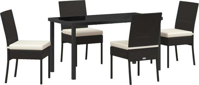 vidaXL Garten Essgruppe 5-teilig aus Poly-Rattan und Glas in Schwarz - Bild 1