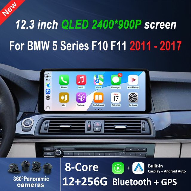 LIARO-NAVI Android 16 Multimedia-Navigationssystem mit 12,3 Zoll QLED Display für BMW 5er F10 F11 (2011 - 2017), Schwarz, mit Wireless Carplay, GPS und 4G Unterstützung - Bild 1
