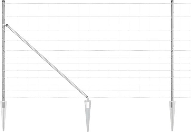 vidaXL Zaunpfosten aus Stahl, rechteckig, silber, Höhe: 140 cm, Breite: 2,5 cm - Bild 1