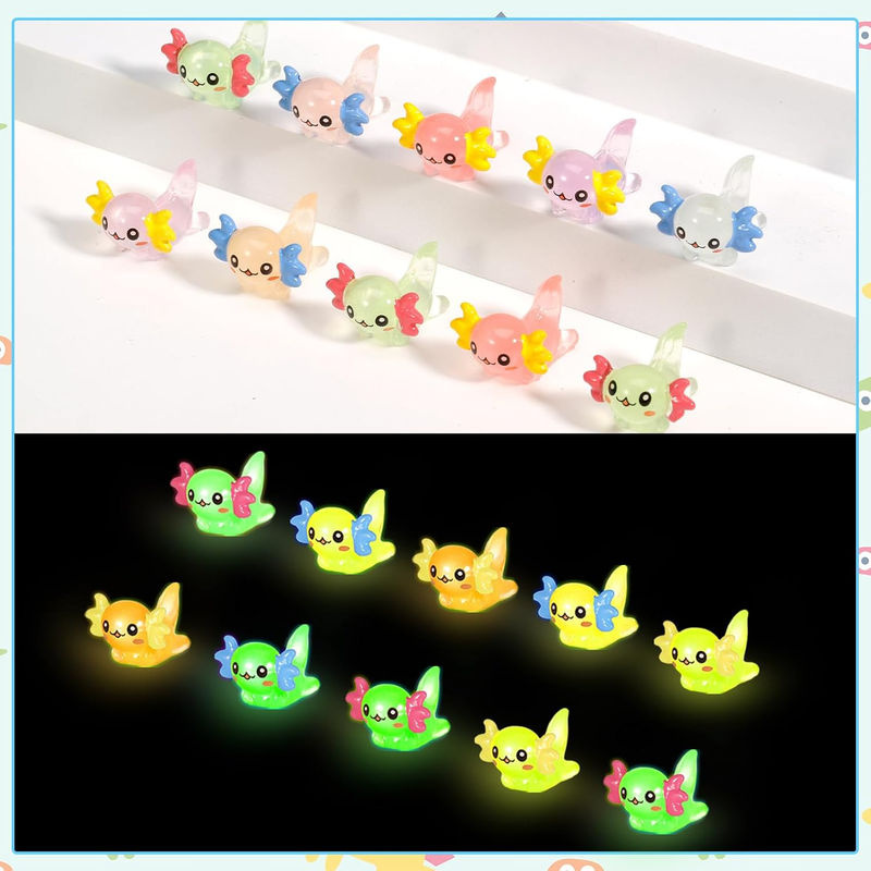 Mini Harz Axolotl Miniatur Tierfiguren mit Glitzer in Multicolor für Feengarten und DIY-Projekte von Wucifang Bags - Bild 2