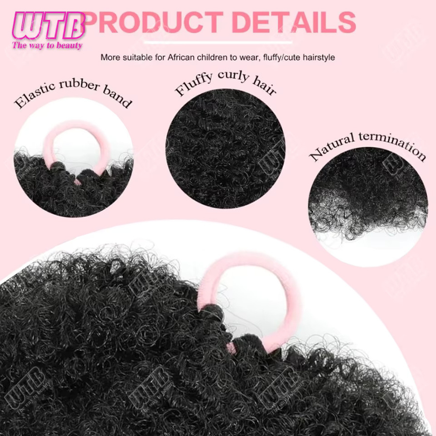 WTB Afro Puff Pferdeschwanz, Synthetisches Haar-Zubehör, Lockig, Kinder & Frauen - Bild 2