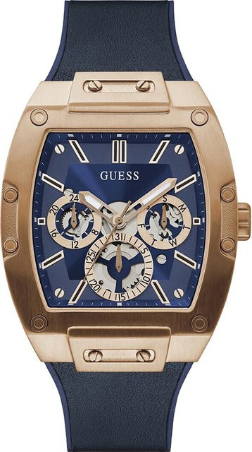 Guess Herrenuhr, Quarz, Edelstahl, 43 mm, Silikon, Blau, Roségold - Bild 1