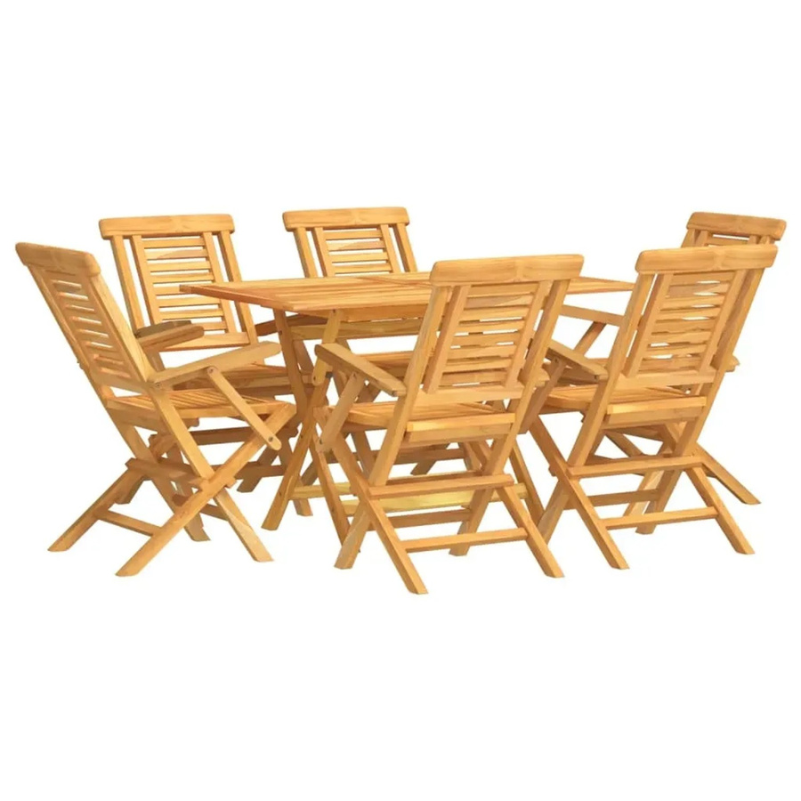 vidaXL 7-teilige Garten-Essgruppe aus Massivholz Teak in Braun - Bild 2