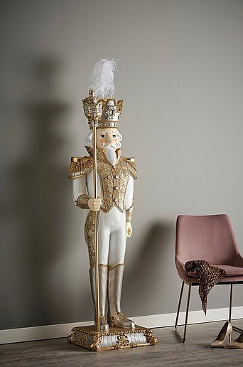 Jotex Dekorationsfigur MAXIMILIAN XL in Weiß und Gold für Weihnachten, Höhe: 46,0 cm, Breite: 17,8 cm, Tiefe: 5,3 cm - Bild 1