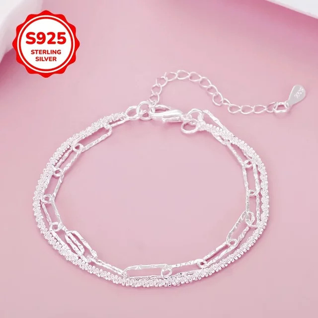 Armband 925 Silber, Doppelschichtiges Sternenhimmel, Damen - Bild 1