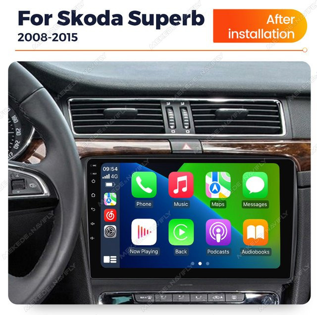 MEKEDE & NAVIFLY Auto DVD Multimedia Player für Skoda Superb 2 B6 (2008-2015) mit GPS, WiFi, Carplay und 2 Din Stereo Kopf Einheit in Schwarz - Bild 1