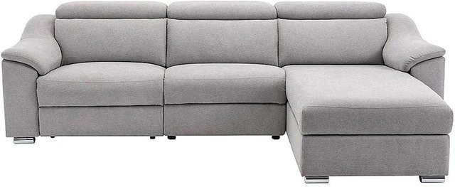 Vente-unique Relaxsofa Pedrera in Lichtgrau, L-Form mit motorisierter Rückenlehne pro Sitz und Stoffbezug - Bild 1