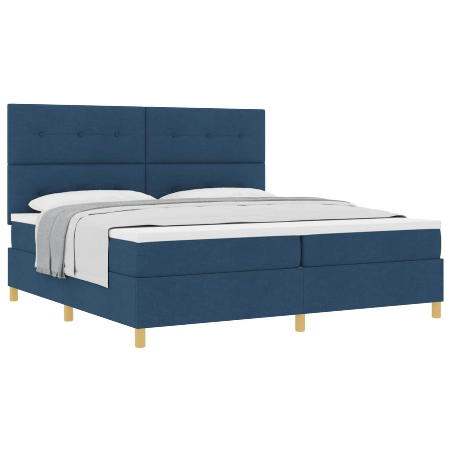 vidaXL Boxspringbett mit Matratze und Kopfteil in Blau, B/T: 200 x 200 cm - Bild 2