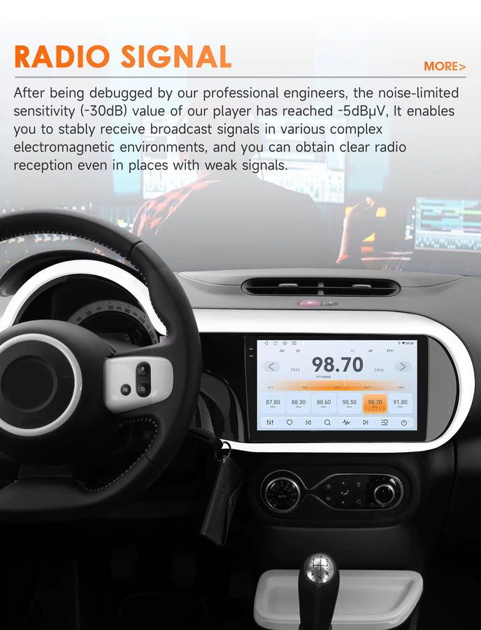 OSSURET Android Autoradio mit Qualcomm 8-Core Prozessor für Renault Twingo 3 III 2014–2024, CarPlay, Android Auto, GPS, 4G und 360 Grad Panoramakamera, Schwarz - Bild 4