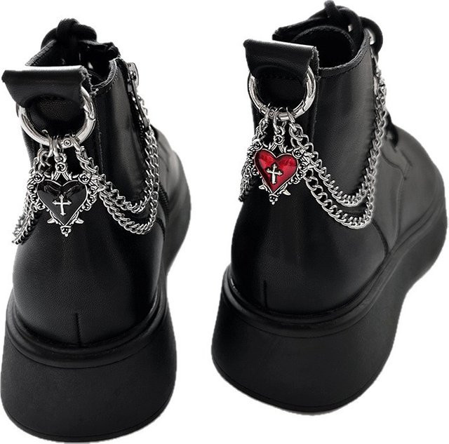CHUJIE Schuhschnalle, Rotes Herz Kreuz, Dornen-Rosen, Titan-Stahl, Unisex - Bild 1