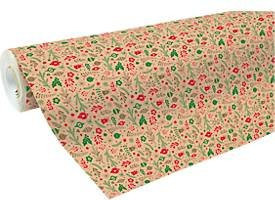 Clairefontaine Geschenkpapier Weihnachtsdekorationen aus Kraftpapier, braun-rot, B: 70 cm, L: 50 m - Bild 1