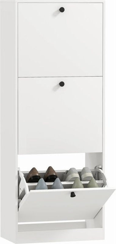 HOMCOM Schuhschrank mit 3 Klappen in Weiß, schmale Schuhkommode mit verstellbaren Trennwänden, B/T/H: 47 x 26 x 120 cm - Bild 1
