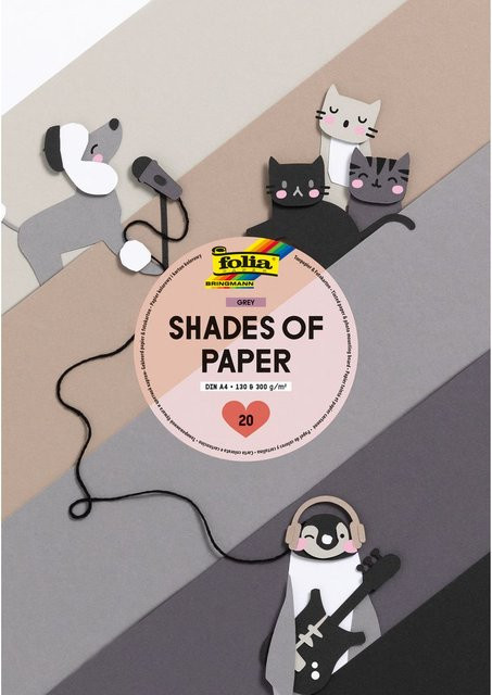 Folia Kreativblock Tonpapier und Fotokarton Shades of Grey in Grau, A4 - Bild 1