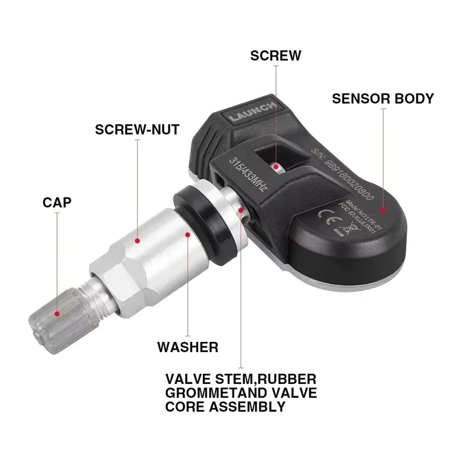 LAUNCH TPMS Sensor 315/433 MHz LTR-03 RF Sensor für Reifen Reparatur Werkzeug Scanner und Reifendruck Monitor Programmierung in Schwarz - Bild 5