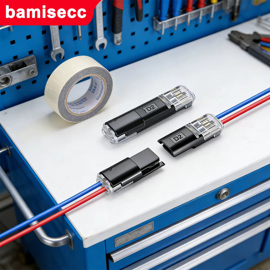 No-Strip-Serie Verriegelbare Anschlussklemmen Set, 96/16 Stück, LED Schnellverbindungs-Doppelstift, Zweikanal-D2-Kabelverbindungs-Klemmenset, Schwarz - Bild 5