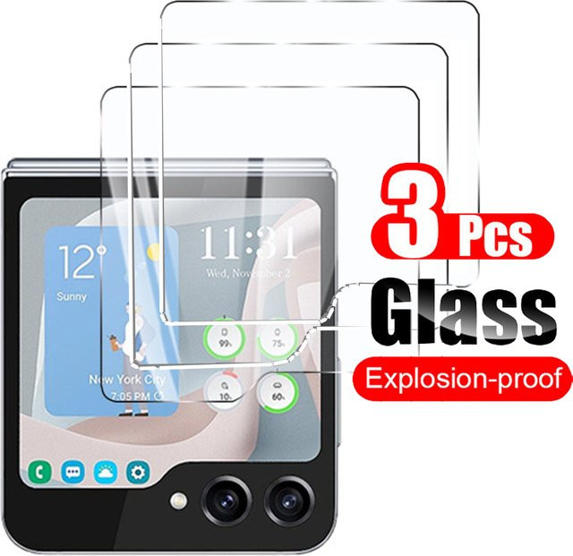 3er-Pack Displayschutz aus gehärtetem Glas für Samsung Galaxy Z Flip 7, Flip7 FE und Galaxy Z Flip 6, 10H Härtegrad, transparent - Bild 1