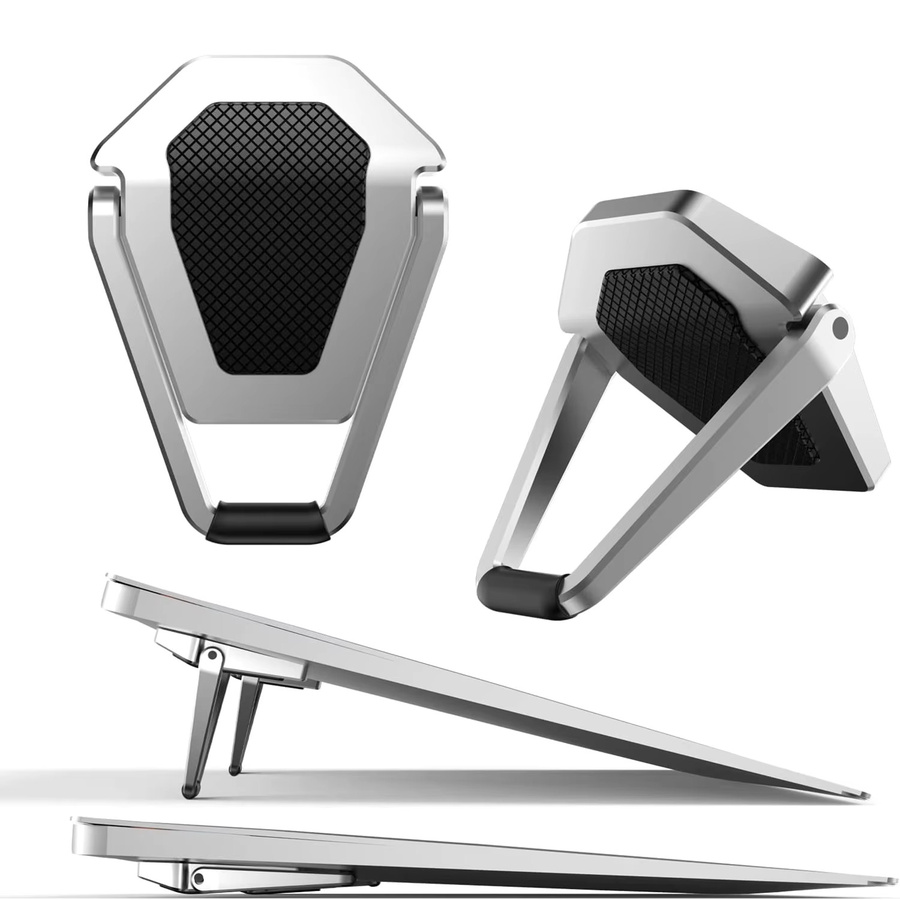 Aumengear Laptopständer aus Zinklegierung in Silber, tragbarer rutschfester Tastaturerhöhung für deinen Schreibtisch, kompatibel mit MacBook - Bild 6