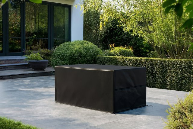 OUTFLEXX Abdeckhaube für Tische aus wasserabweisendem Polyester in Schwarz, B/T/H: 155 x 92 x 72 cm - Bild 1
