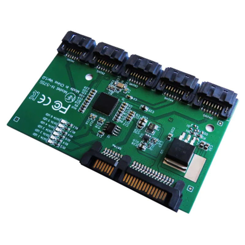SATA Erweiterungskarte 1 bis 5 Port SATA 3.0 Controller Karte als Motherboard Port Multiplikator Riser Karte Hub Adapter in Grün - Bild 2