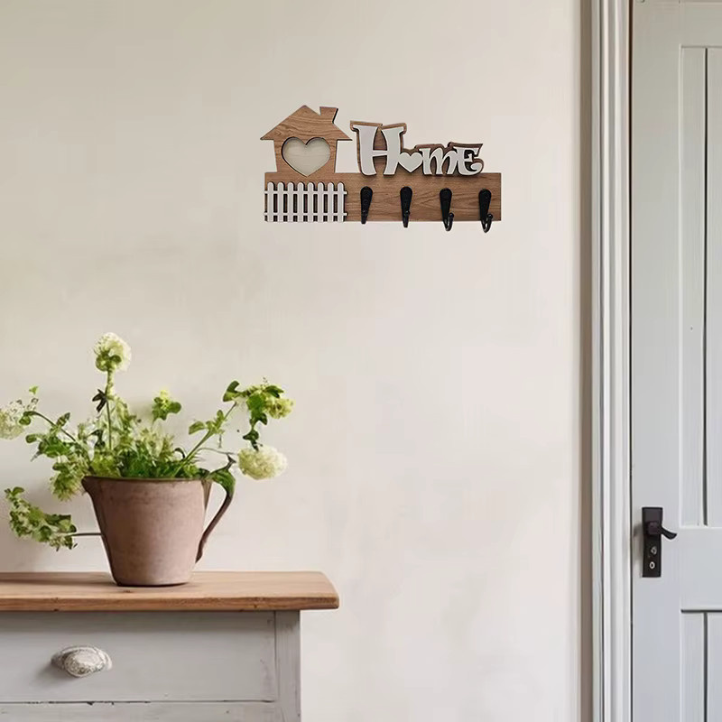HUA HUA Wandhaken aus Holz in Braun als dekorativer Tür- und Wandaufhänger für den Eingangsbereich - Bild 2