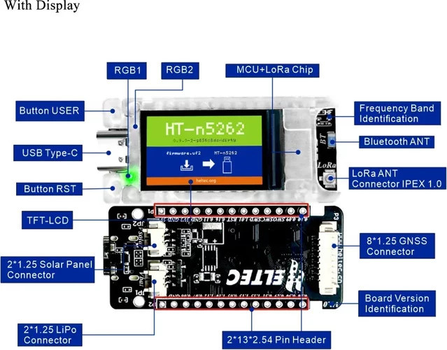 Heltec Mesh Node T114 Meshtastic Tracker Board nRF52840 SX1262 LoRaWAN LoRa Positionierungs-Devboard in Schwarz mit 868/915MHz Antenne - Bild 1