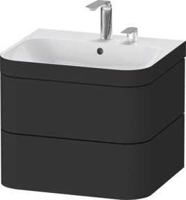 Duravit Möbelwaschtisch-Unterschrank Happy D.2 Plus in Graphit Matt mit 2 Schubladen, Wandmontage, B/T: 57,5 x 49 cm - Bild 1