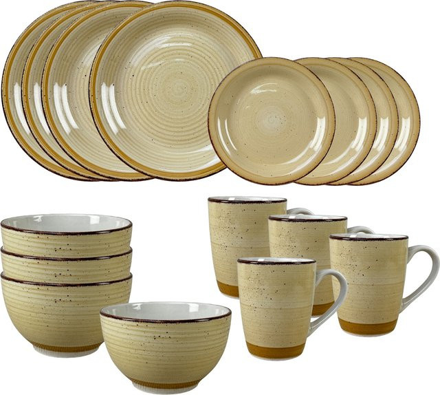 16-teiliges Keramik-Geschirrset Antonia von HTI-Living in Beige - Bild 1