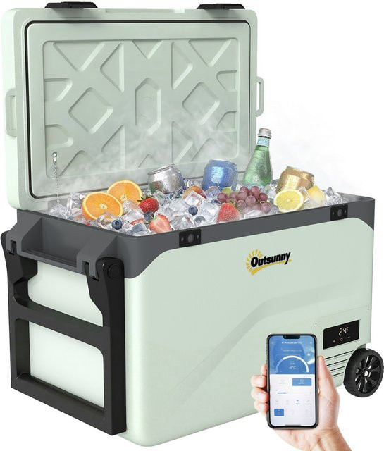 Outsunny Kompressor-Kühlbox 42,5L mit Bluetooth-Telefonhalterung und Flaschenöffner für Camping und Picknick - Bild 1