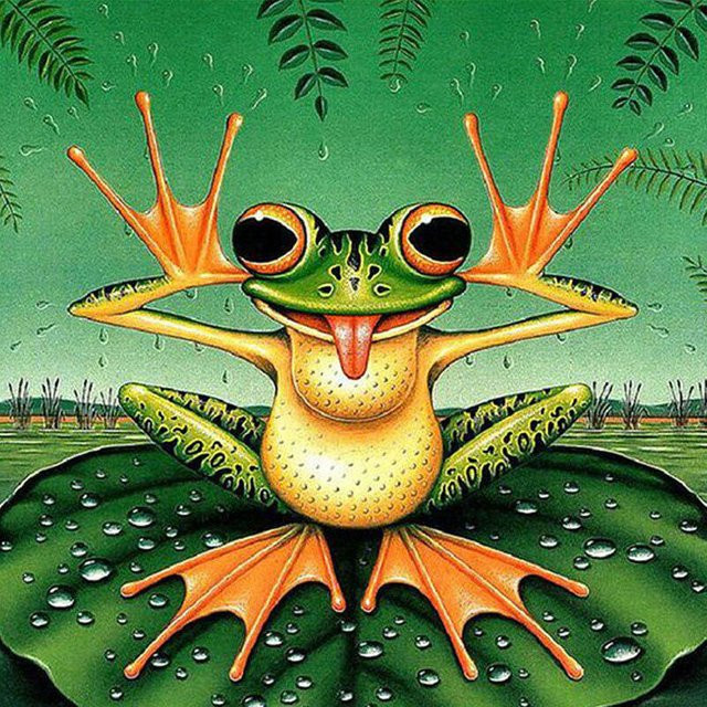 FIYO 5D DIY Diamantmalerei Cartoon Frosch Mosaik Set, Mehrfarbig, B x H: 50 x 70 cm - Bild 1