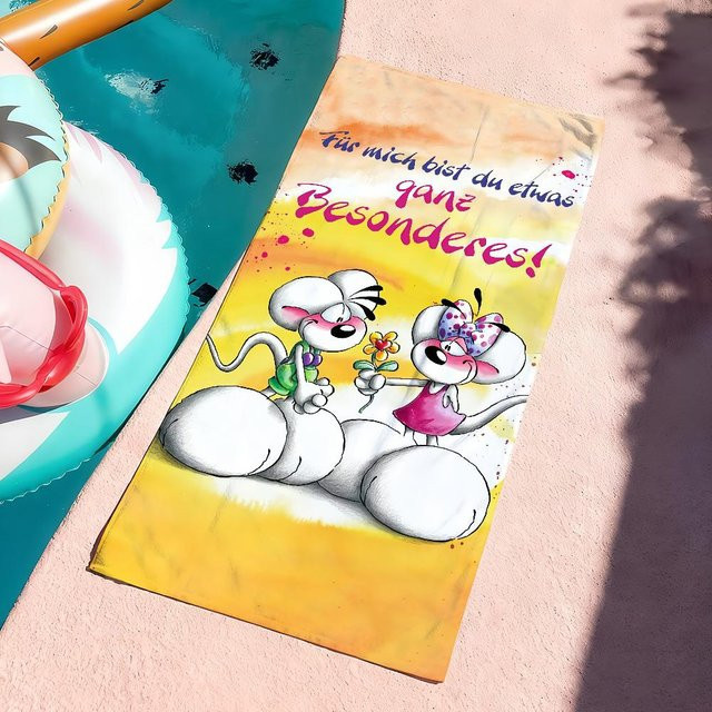 D-Diddl-S Cartoon Handtuch schnelltrocknend und weich, Strandtuch für Yoga, Schwimmen und Fitness, Mehrfarbig, B: 80 cm, H: 150 cm - Bild 1