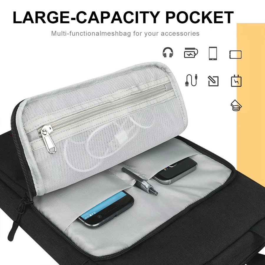 Acoki Laptop-Hülle Messenger-Tasche für 13,3 bis 14,1 Zoll, Laptop-Aktentasche für MacBook Pro 13 und 14, Schwarz - Bild 1