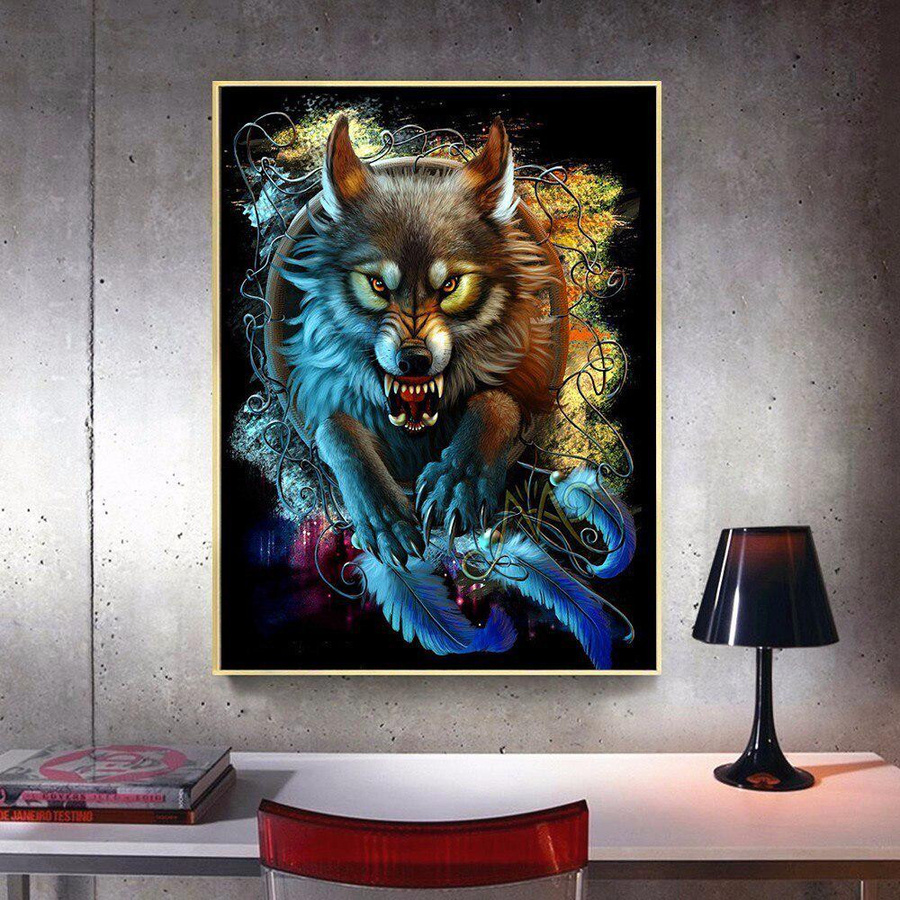 FIYO Diamant-Malerei Wolf Motiv als moderne Diamant-Stickerei in Multicolour, B/H: 20 x 30 cm - Bild 2